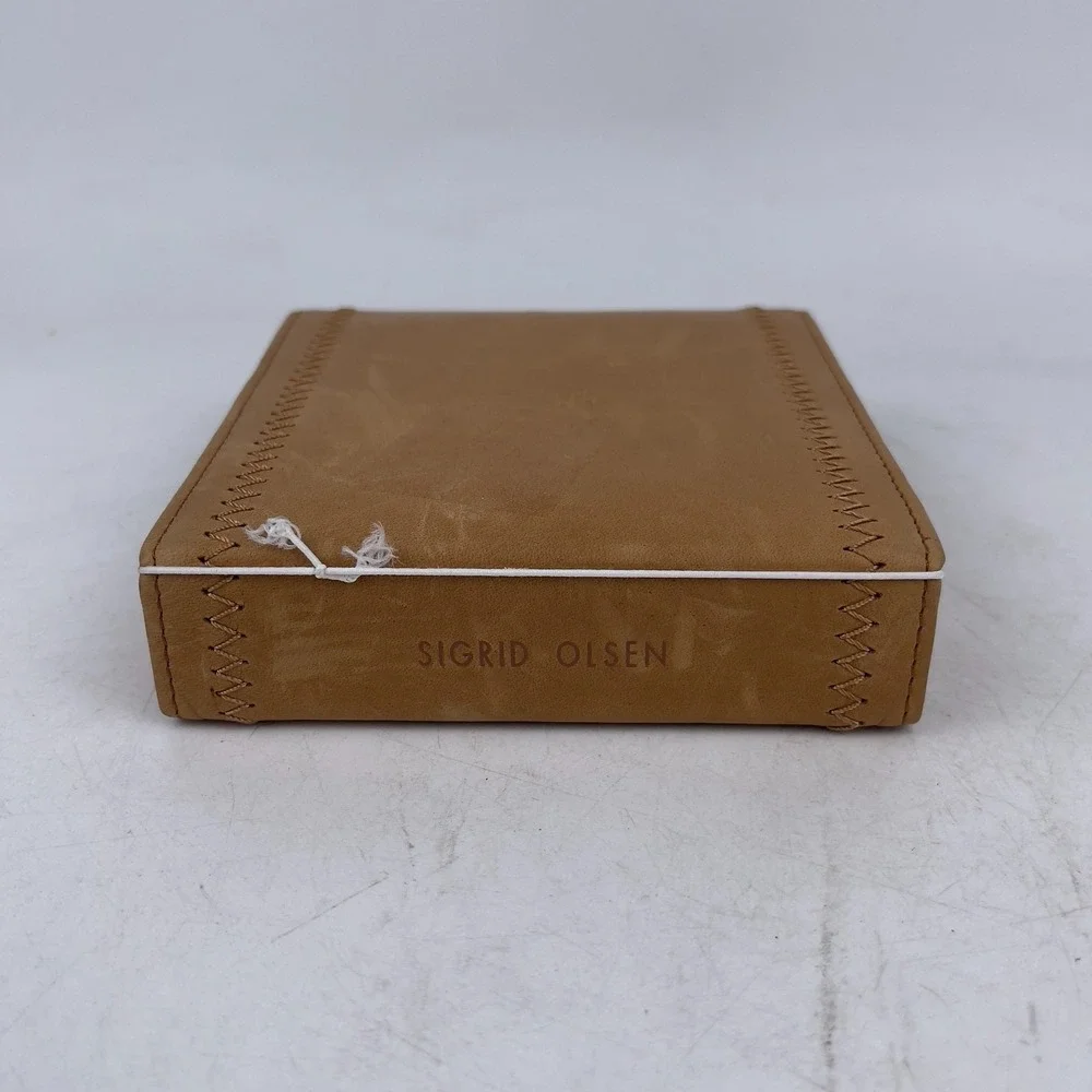 Sigrid Olsen Jewelry Box‎ Organizer Case Brown Faux Leather Purple Interior